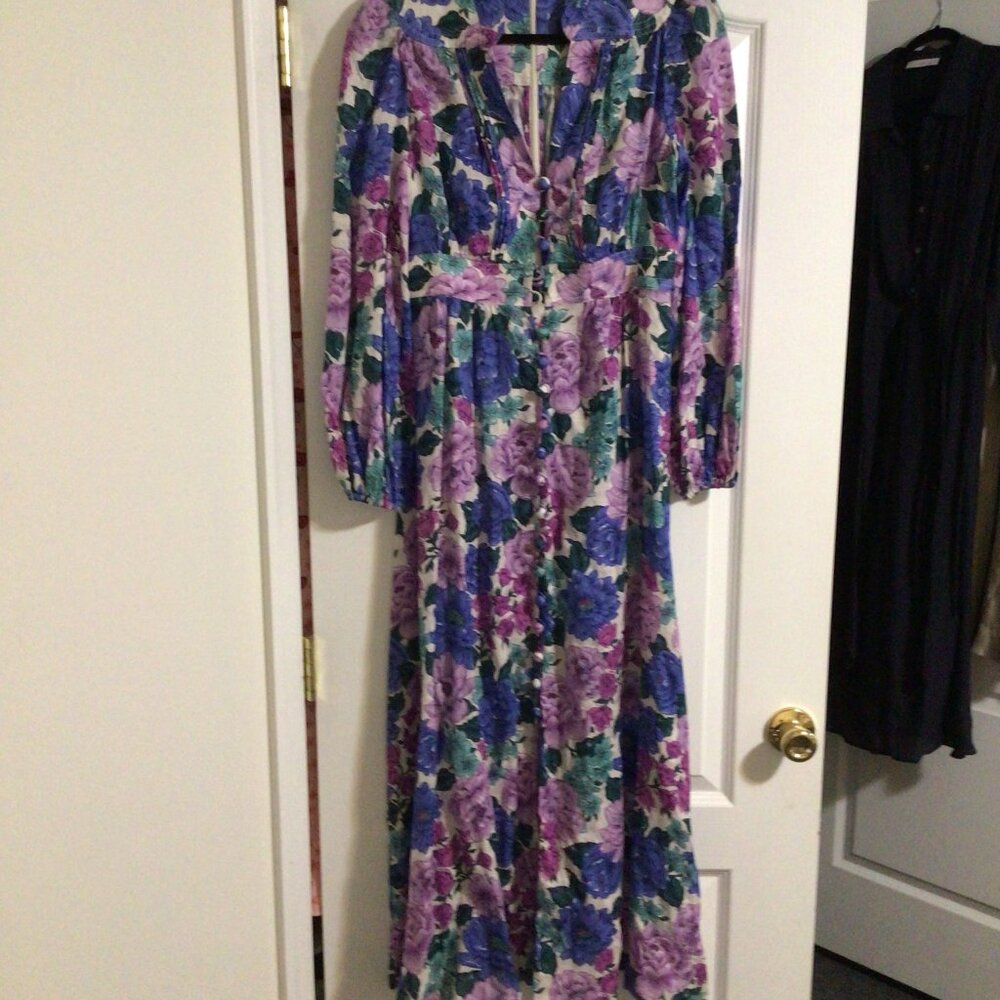 Zimmermann Poppy Plunge Floral-Print Linen Maxi Dress